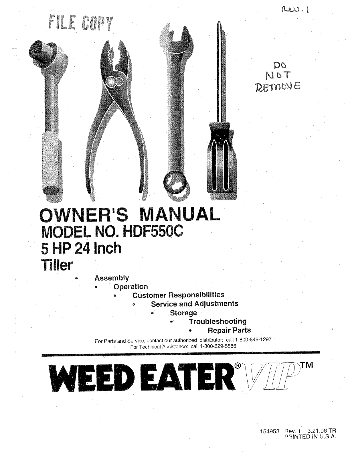 Weed Eater HDF550C, 154953 User Manual