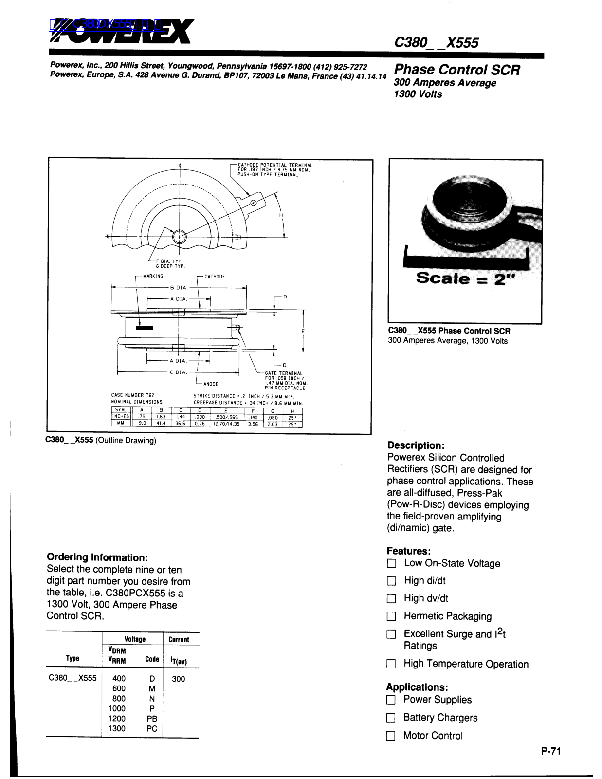 POWEREX C380 X555 User Manual