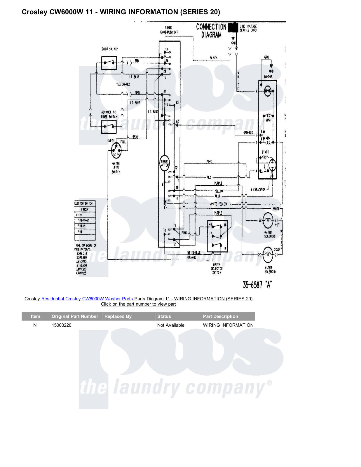 Crosley CW6000W Parts Diagram