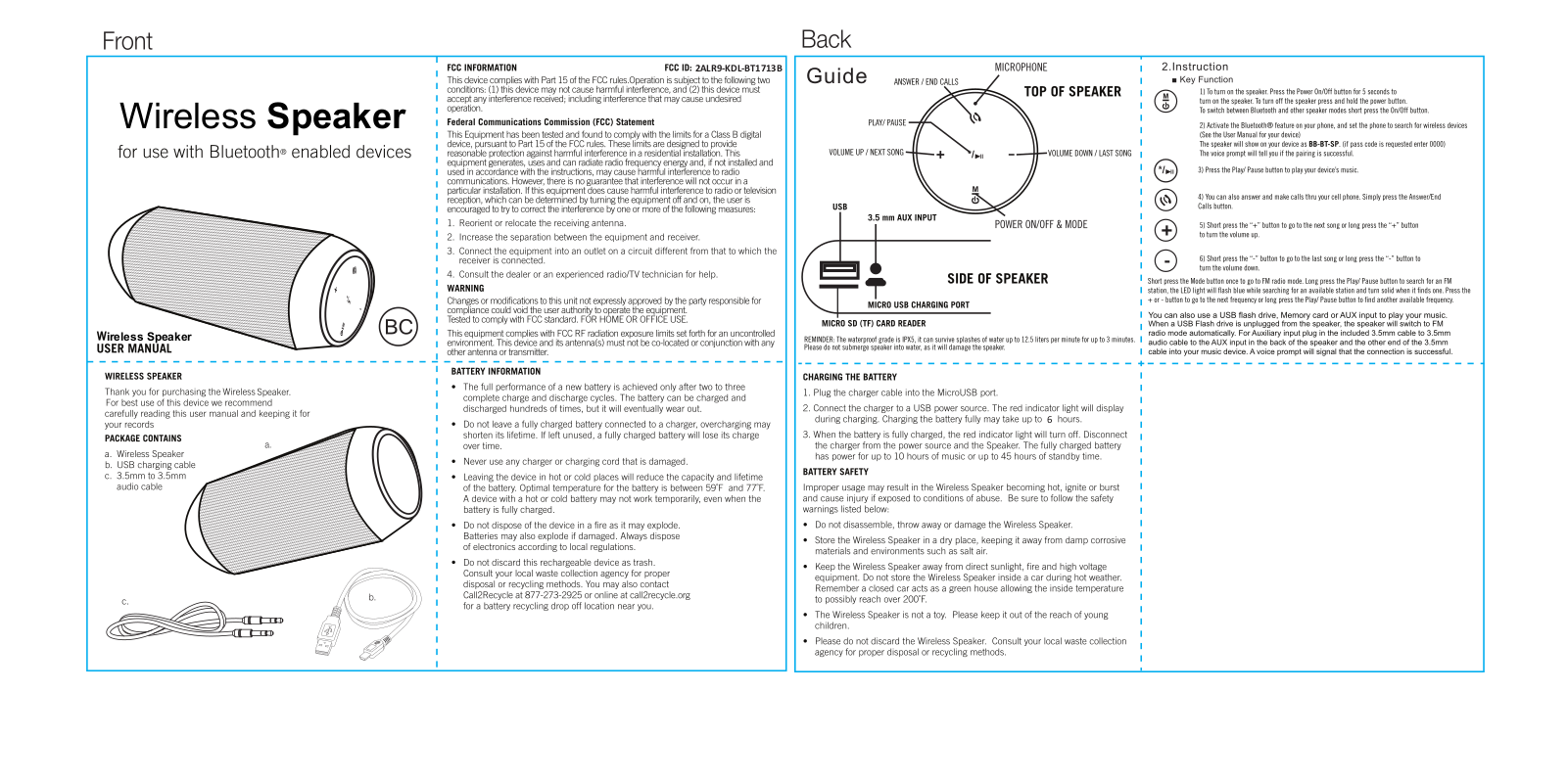 G KINDLY ELECTRONIC KDL BT1713B User Manual