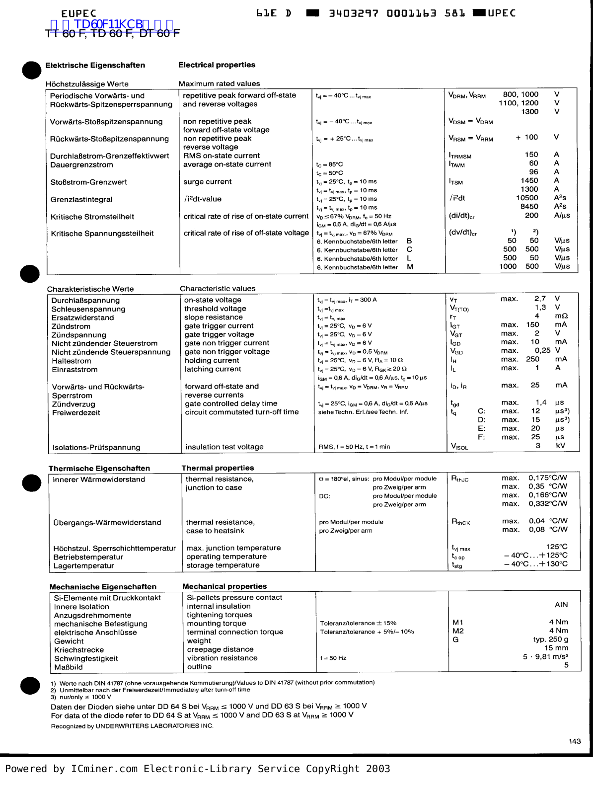 eupec TT 60F, TD 60F, DT 60F User Manual