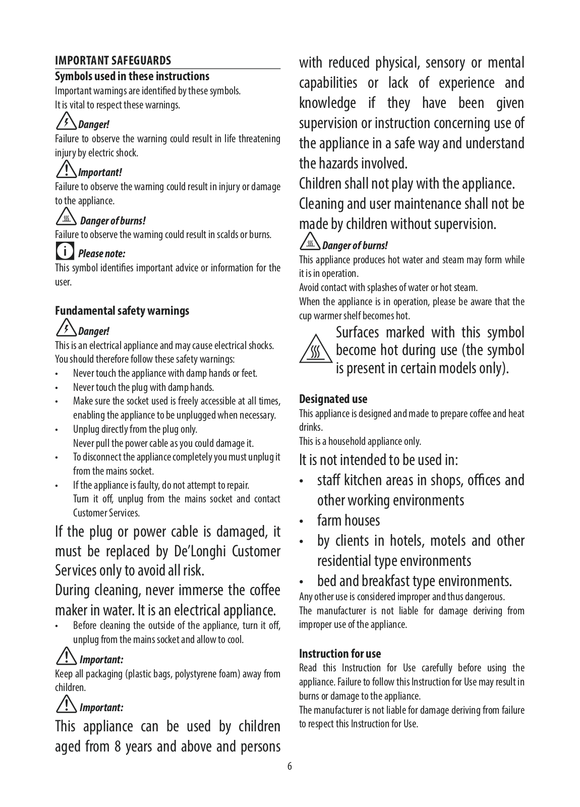 Delonghi EC680R, EC685BK, EC685M, EC685R, EC685W User Manual