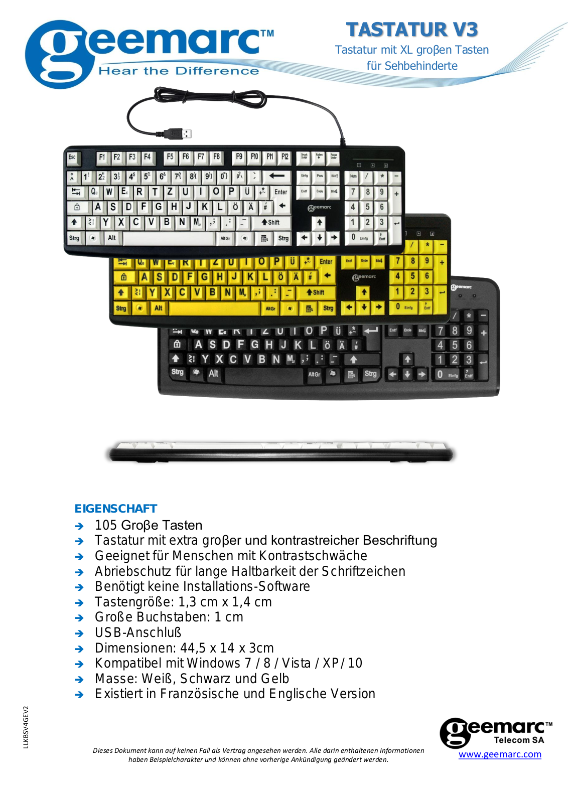 Geemarc TASTATUR V3 User Manual