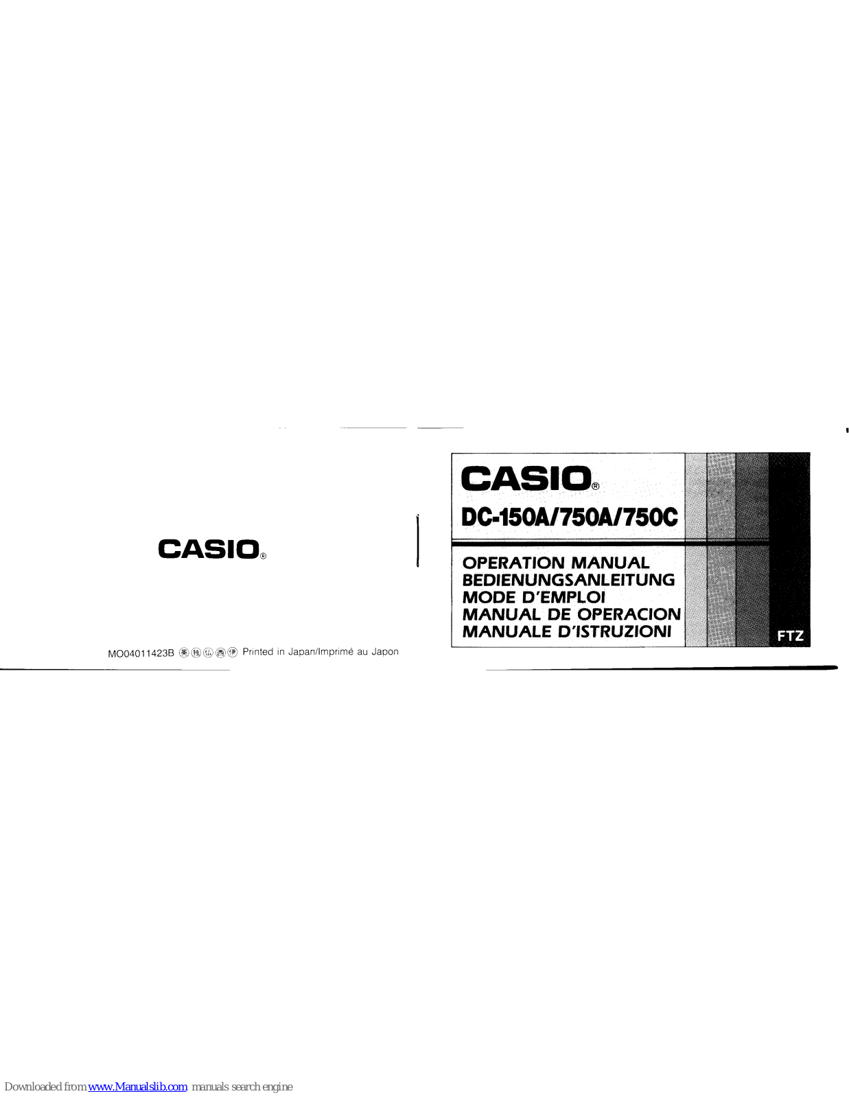 Casio DC-150A, DC-750C, DC-750A Operation Manual