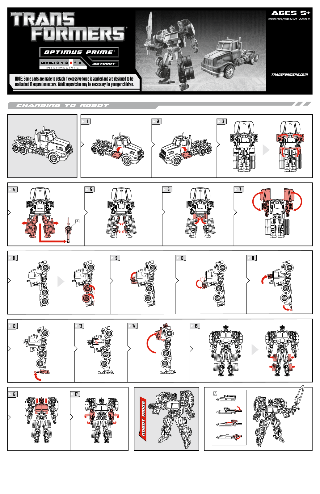 HASBRO Transformers Optimus Prime Deluxe, Transformers DOTM Optimus Prime User Manual