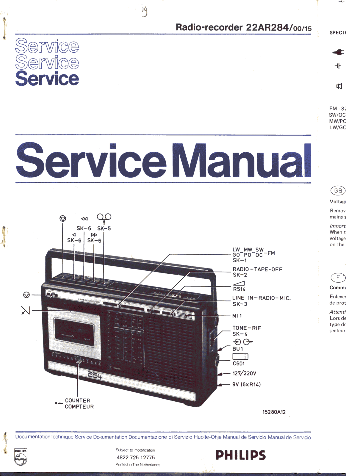 Philips 22-AR-284 Service Manual