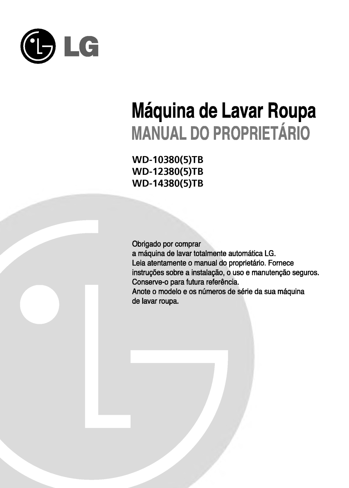 Lg WD-10385TB, WD-12385TB, WD-14385TB User Manual