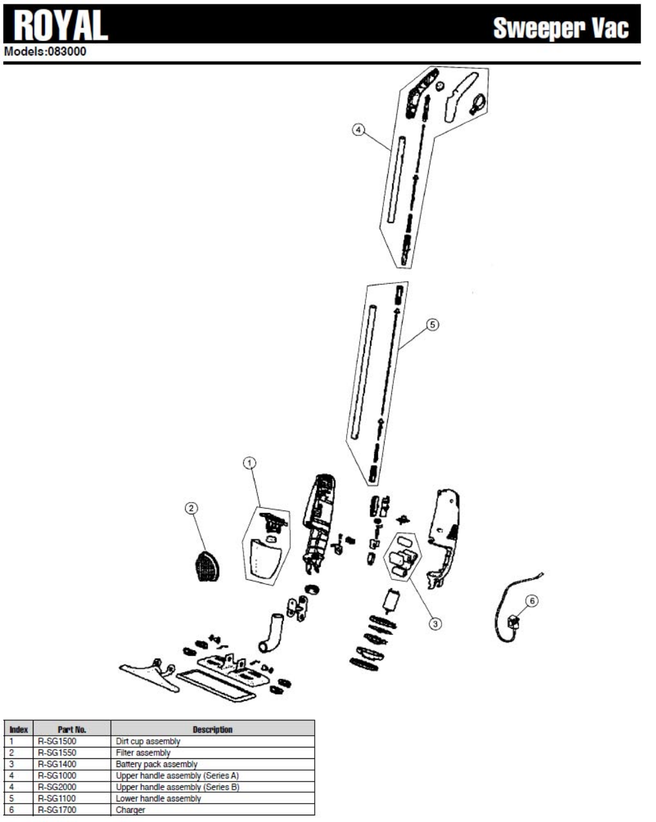 Royal 08300 Parts List