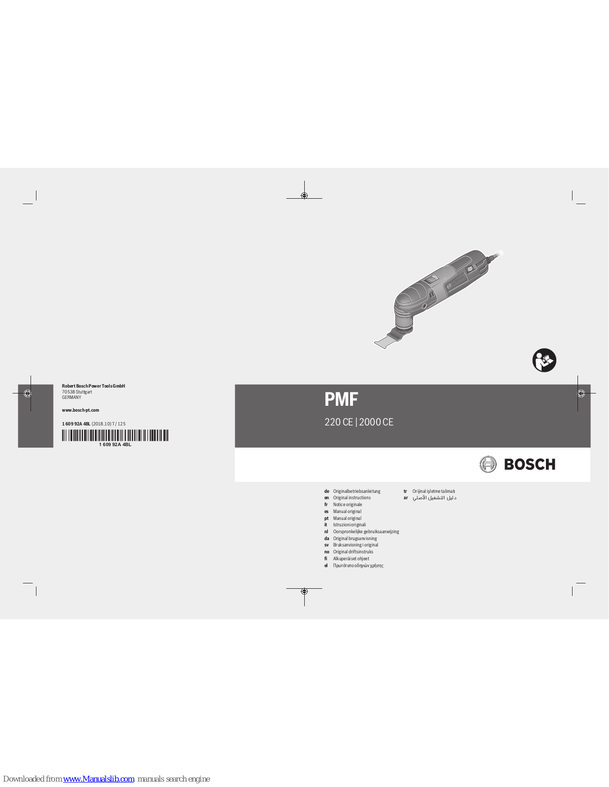 Bosch PMF 220 CE, PMF 2000 CE Original Instructions Manual