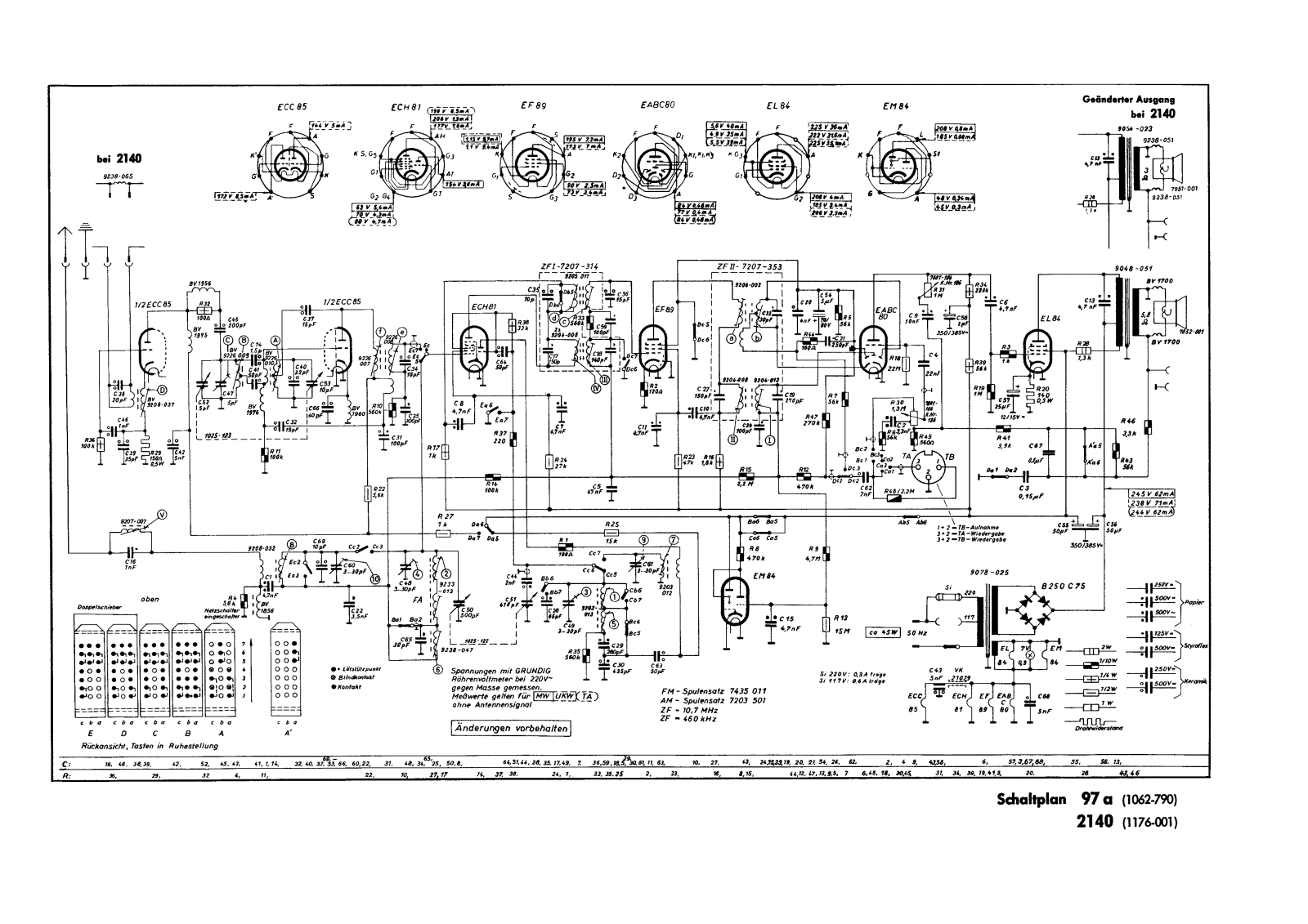 Grundig 97a 2140 schematic