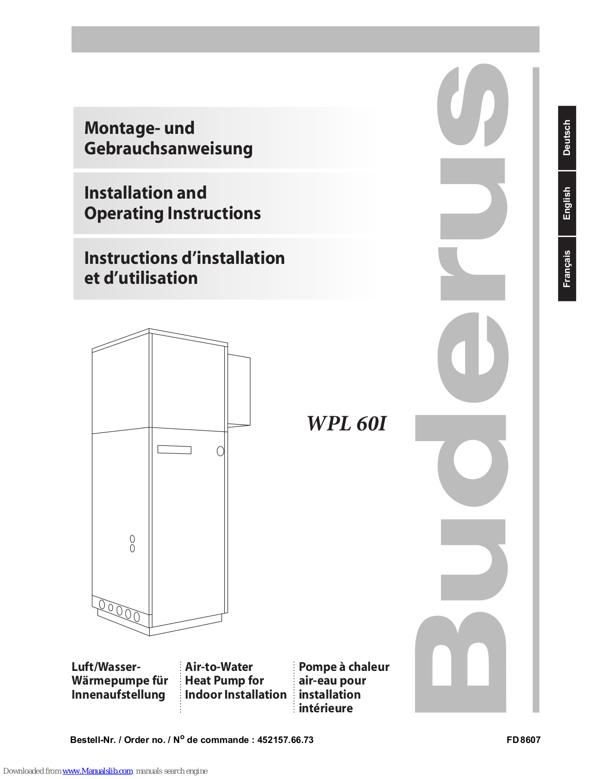 Buderus WPL 60I Installation And Operating Instructions Manual