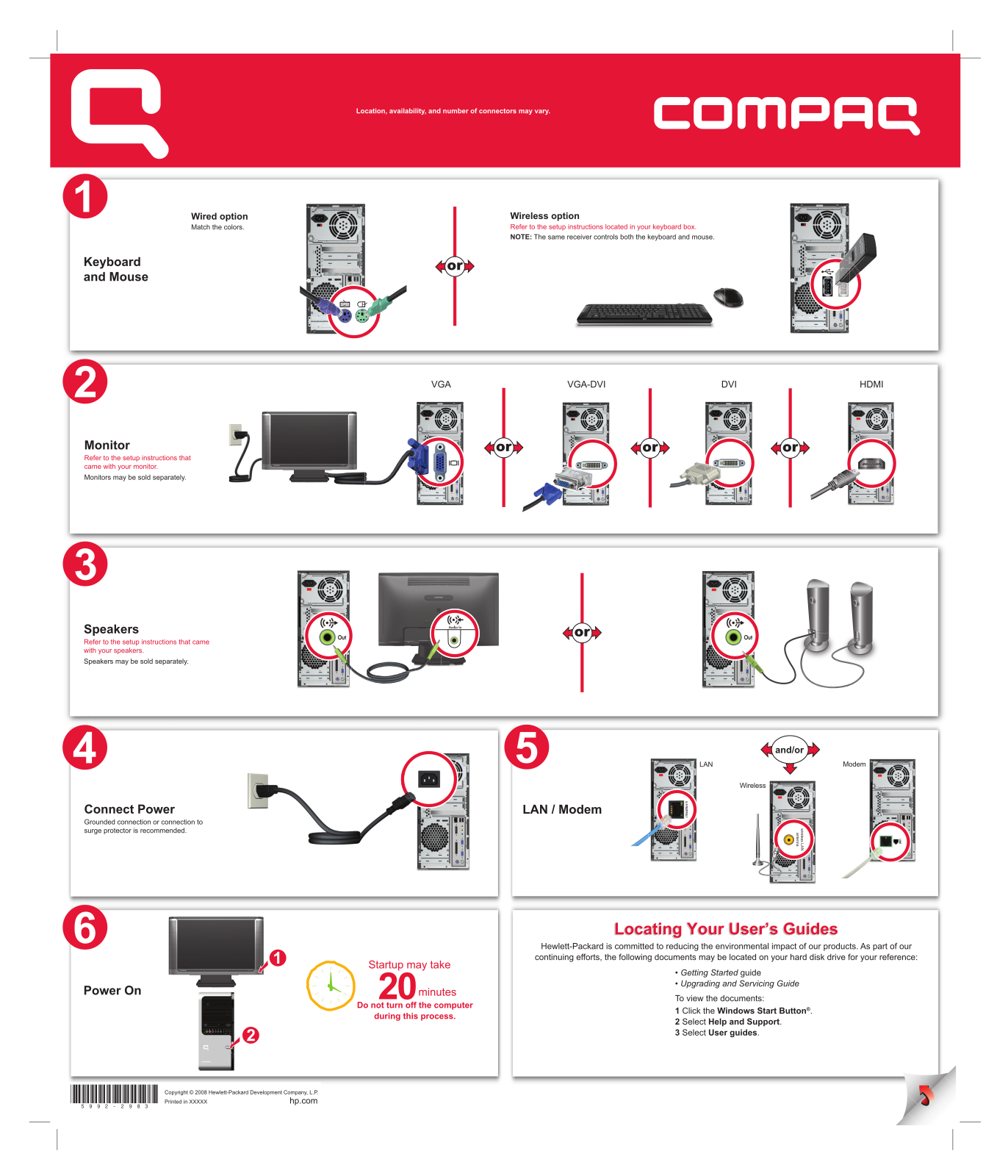 HP Compaq Presario SR5558D, Compaq Presario SR5559D Setup Poster