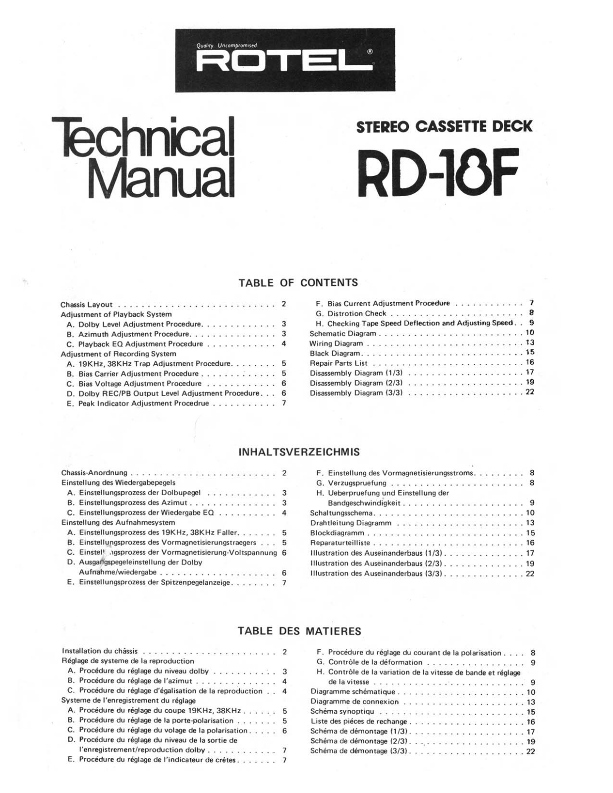 Rotel RD-18-F Service manual