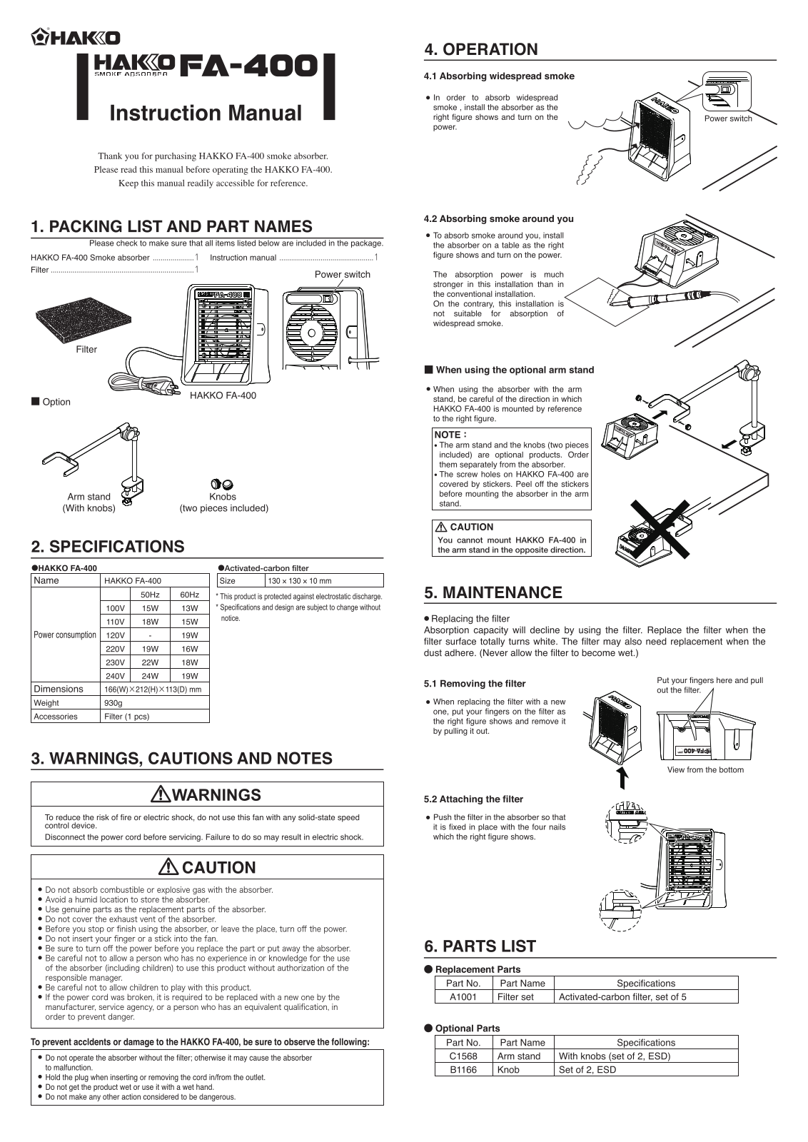 Hakko FA-400 User Manual