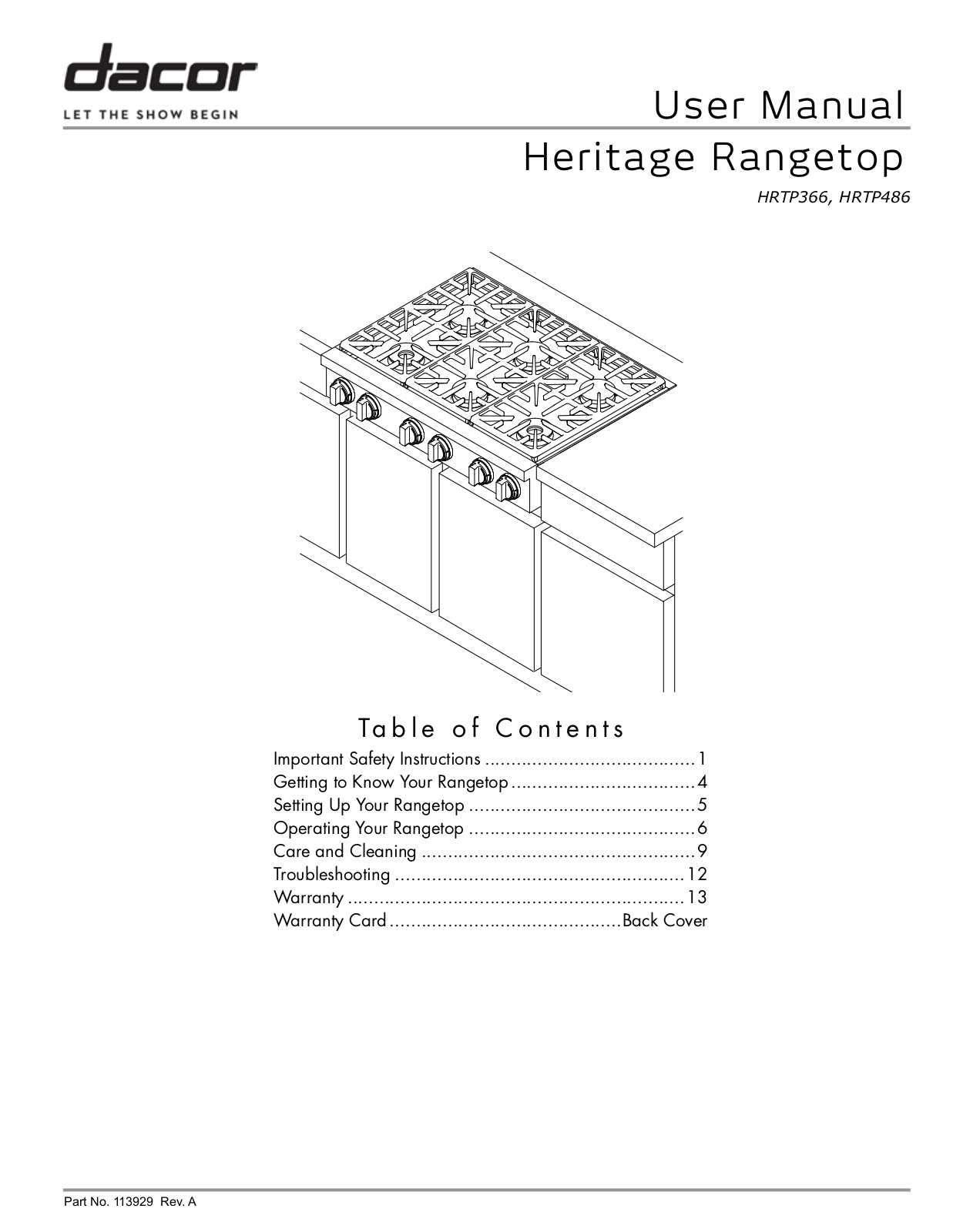 Dacor HRTP486 User Manual