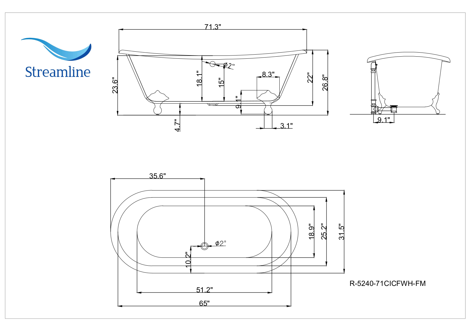 Streamline Bath SLBH1844 Dimensions - ManualMachine.com