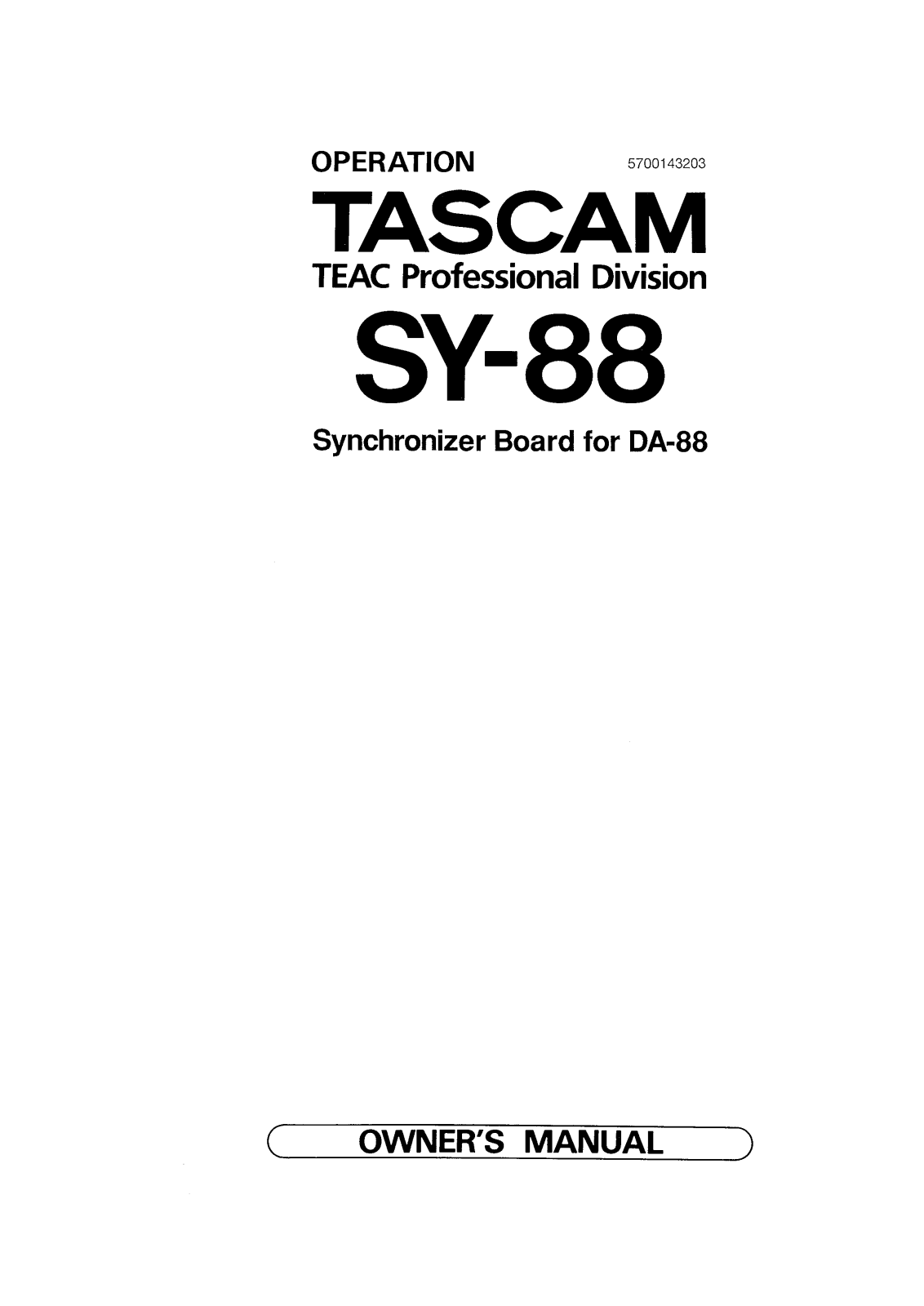 tascam SY-88 User Guide