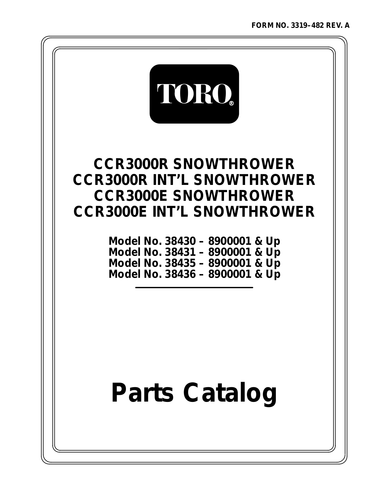 Toro 38430, 38431, 38435, 38436 Parts Catalogue