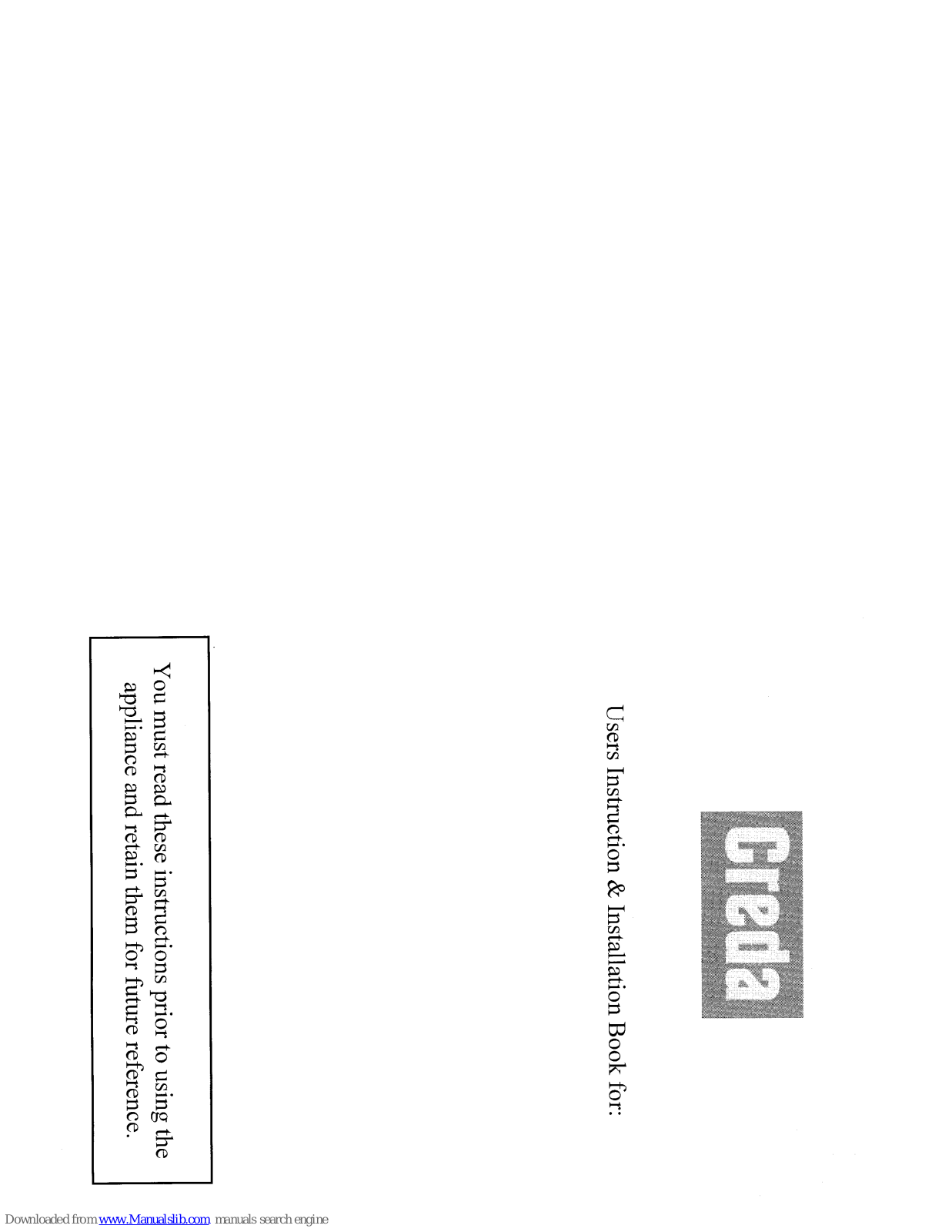 Creda 48313 Instruction And Installation Book