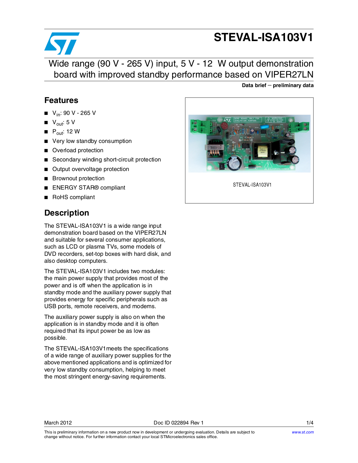 ST ISA103V1 User Manual