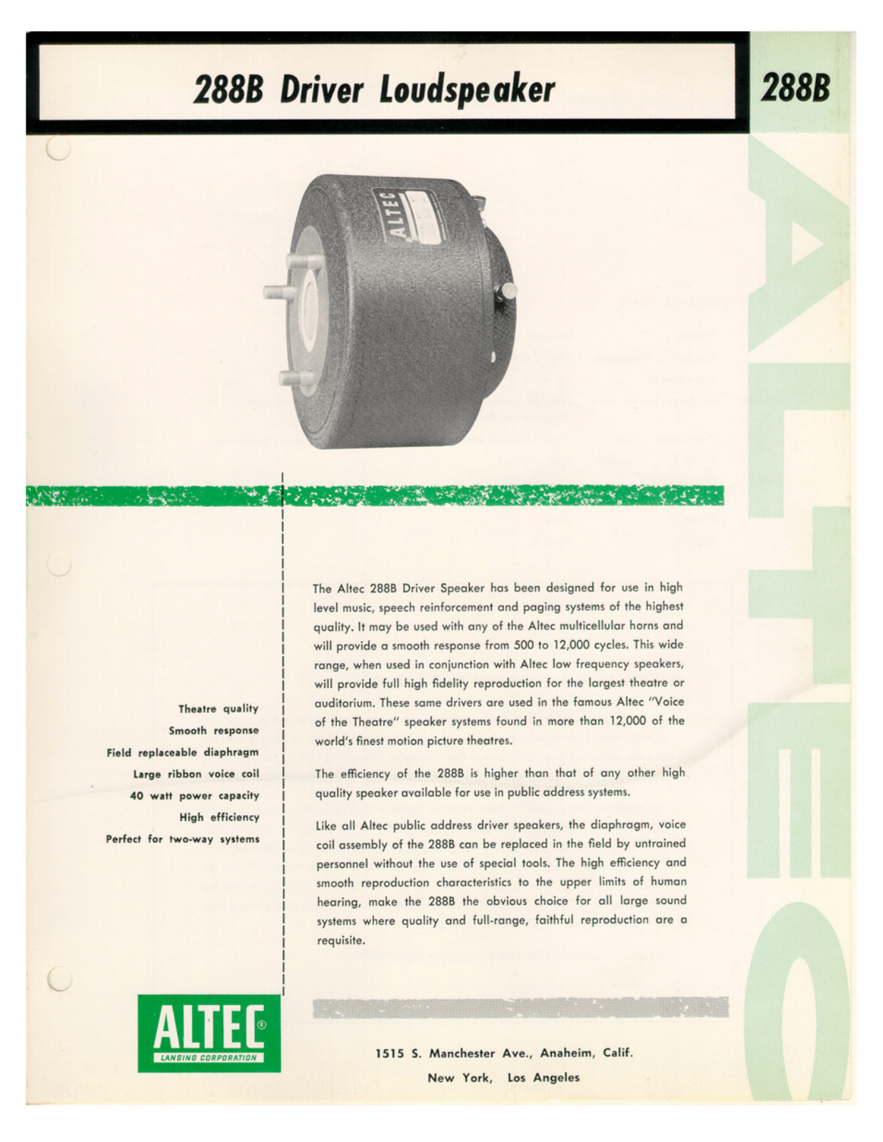 Altec 288B User’s Manual