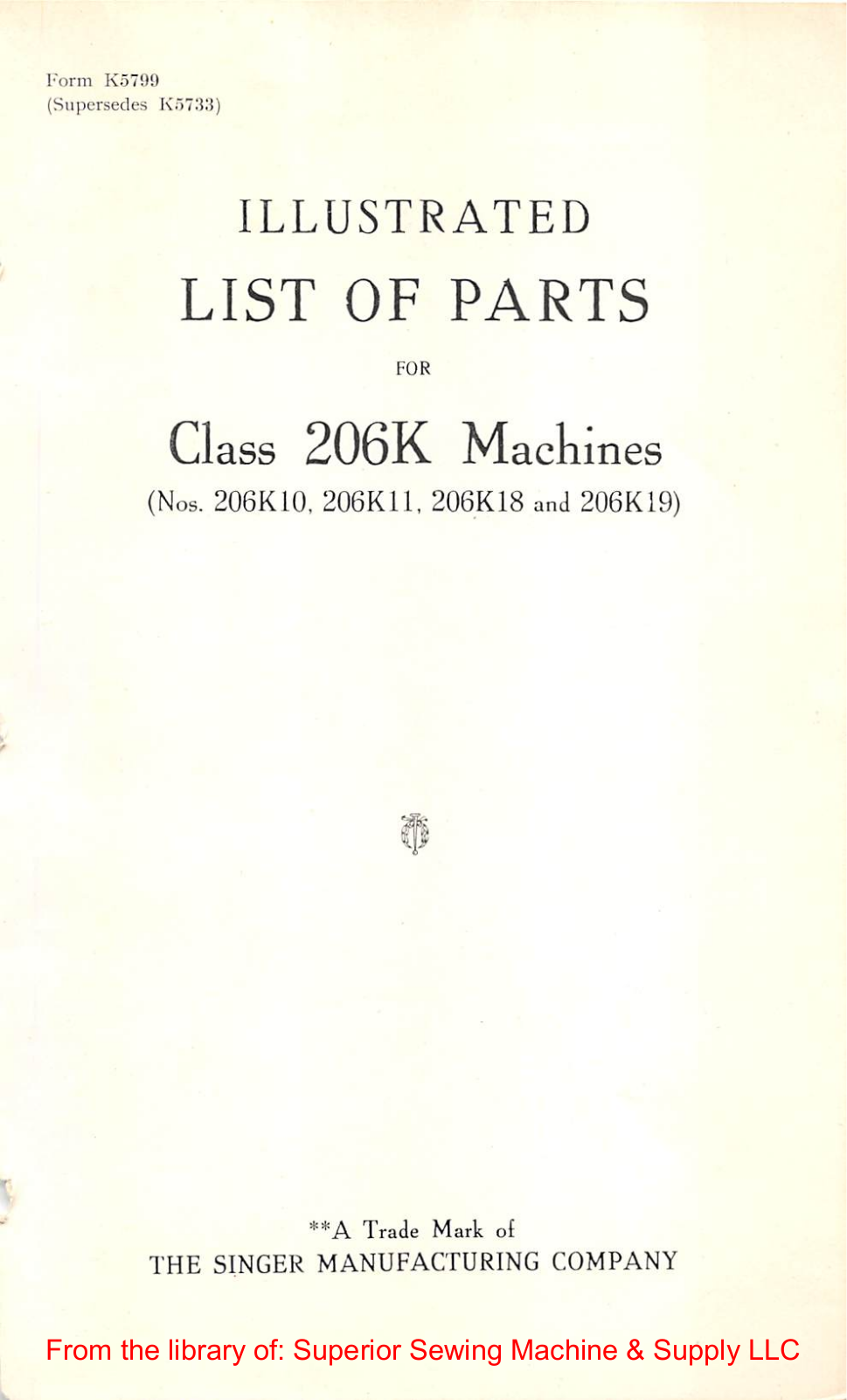 Singer 206K10, 206K11, 206K18, 206K19 User Manual - ManualMachine.com