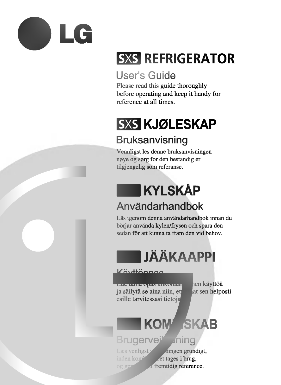 LG GR-L207MSHA User manual