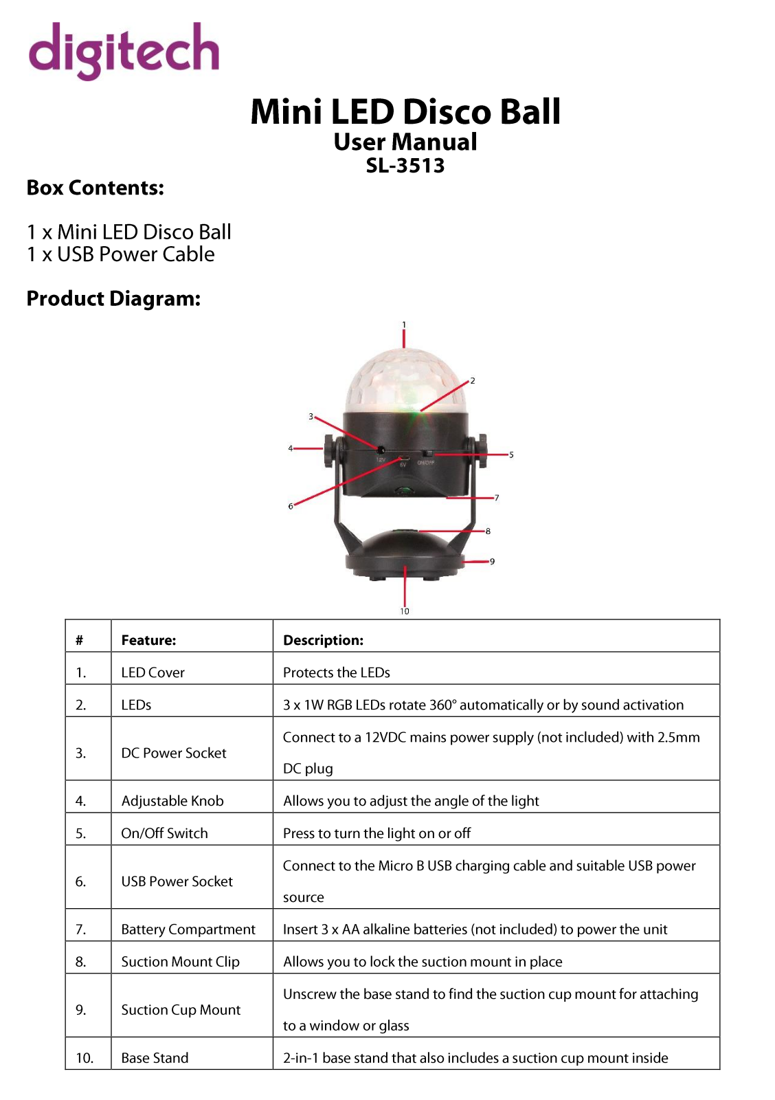 Digitech SL-3513 User manual