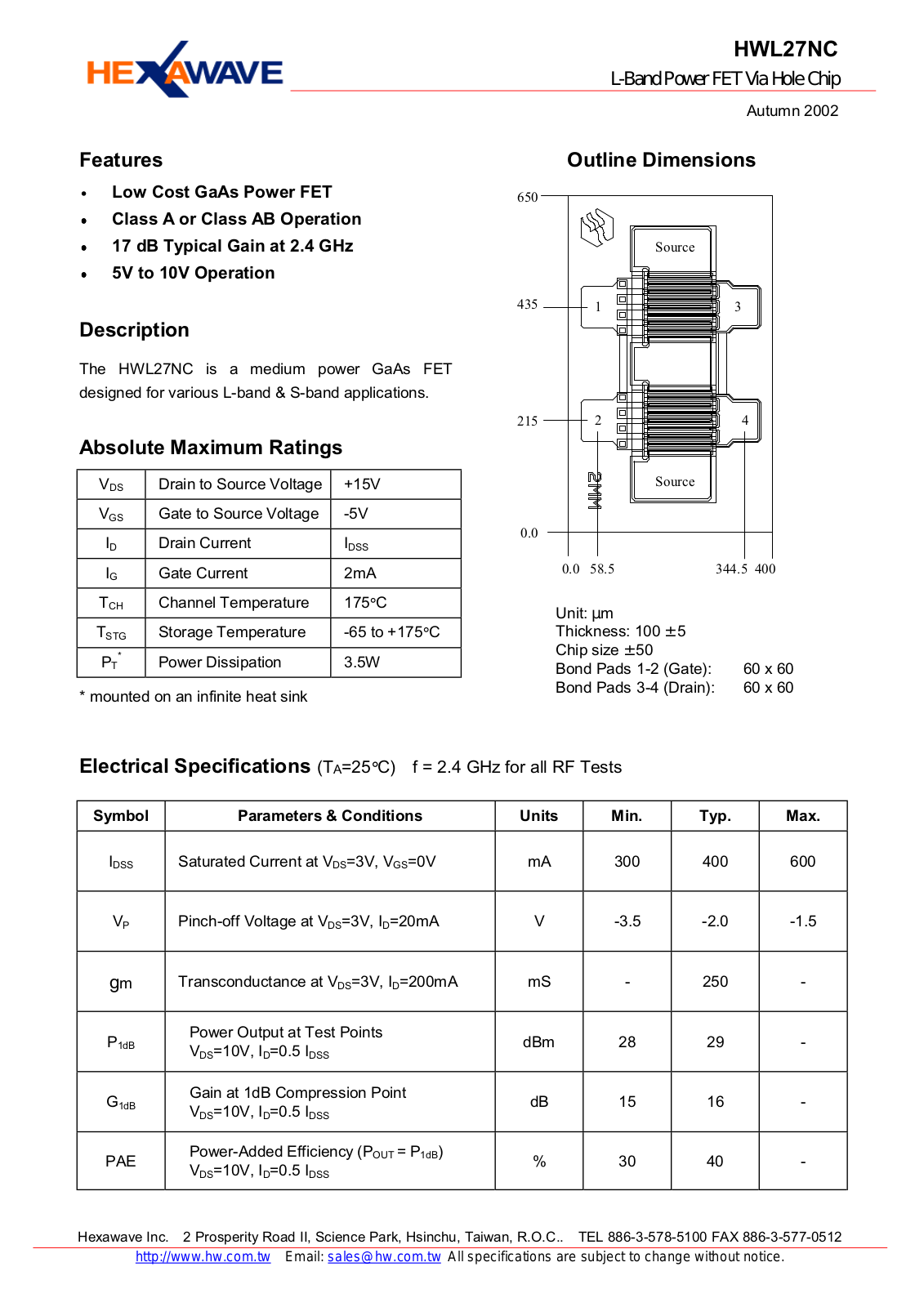 HWTW HWL27NC Datasheet