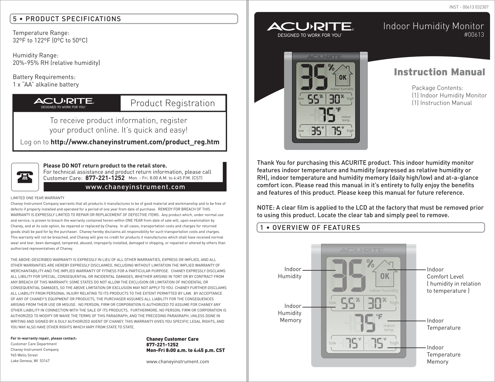 Chaney instruments 00613 User Manual