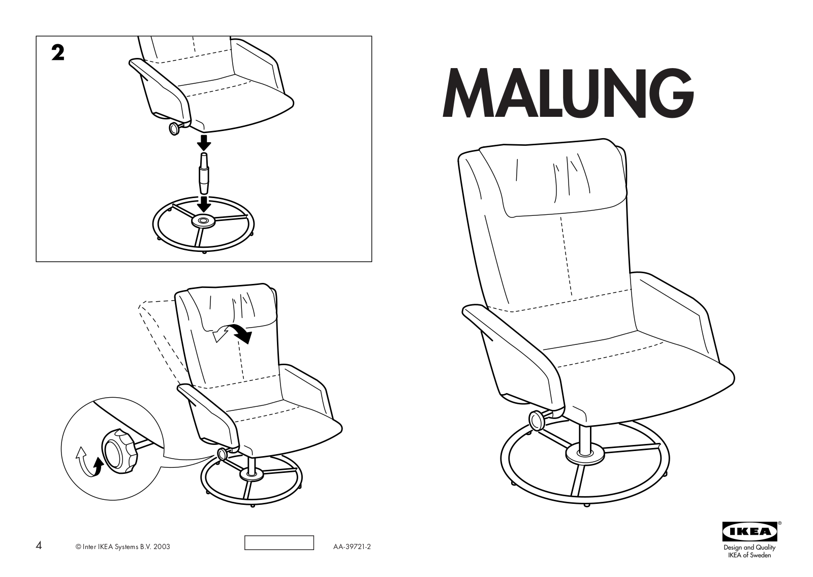 IKEA MALUNG SWIVEL CHAIR Assembly Instruction