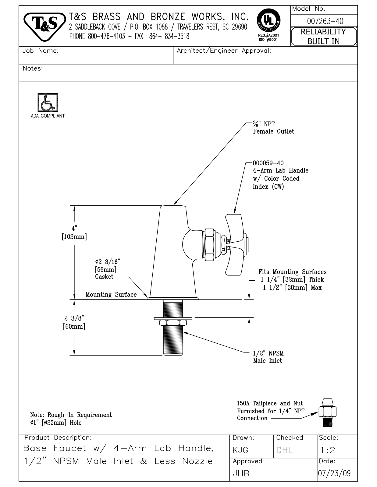 T&S Brass 007263-40 User Manual