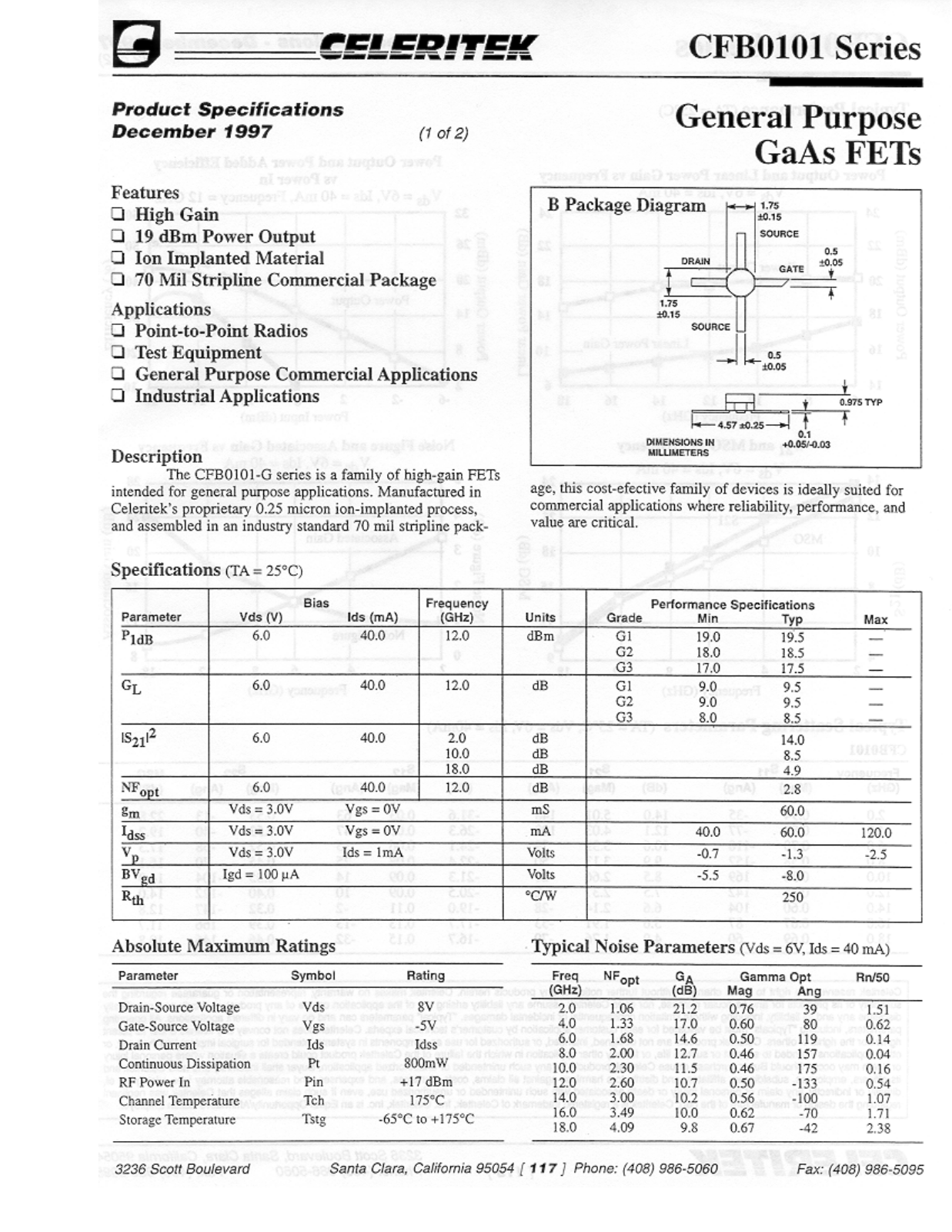 CELER CFB0101 Datasheet