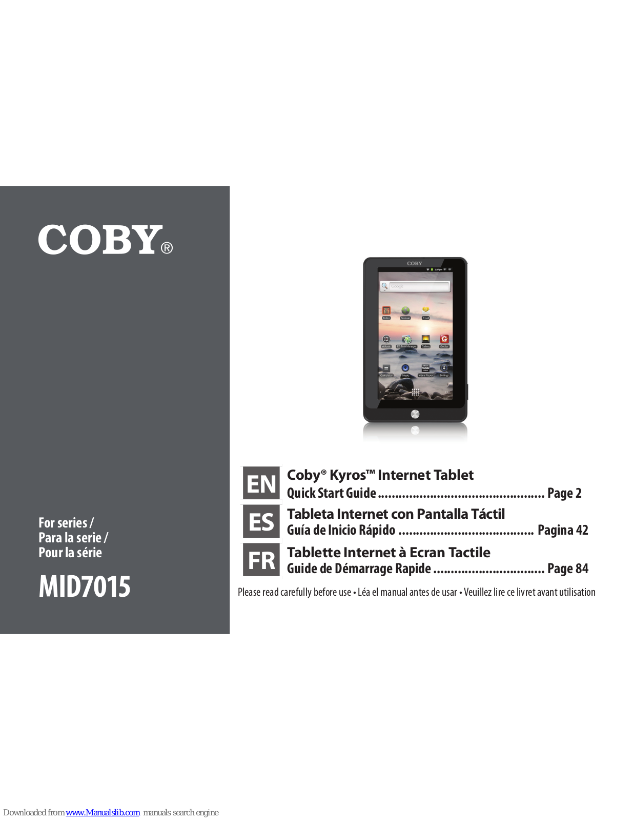 Coby Kyros MID7015 Quick Start Manual