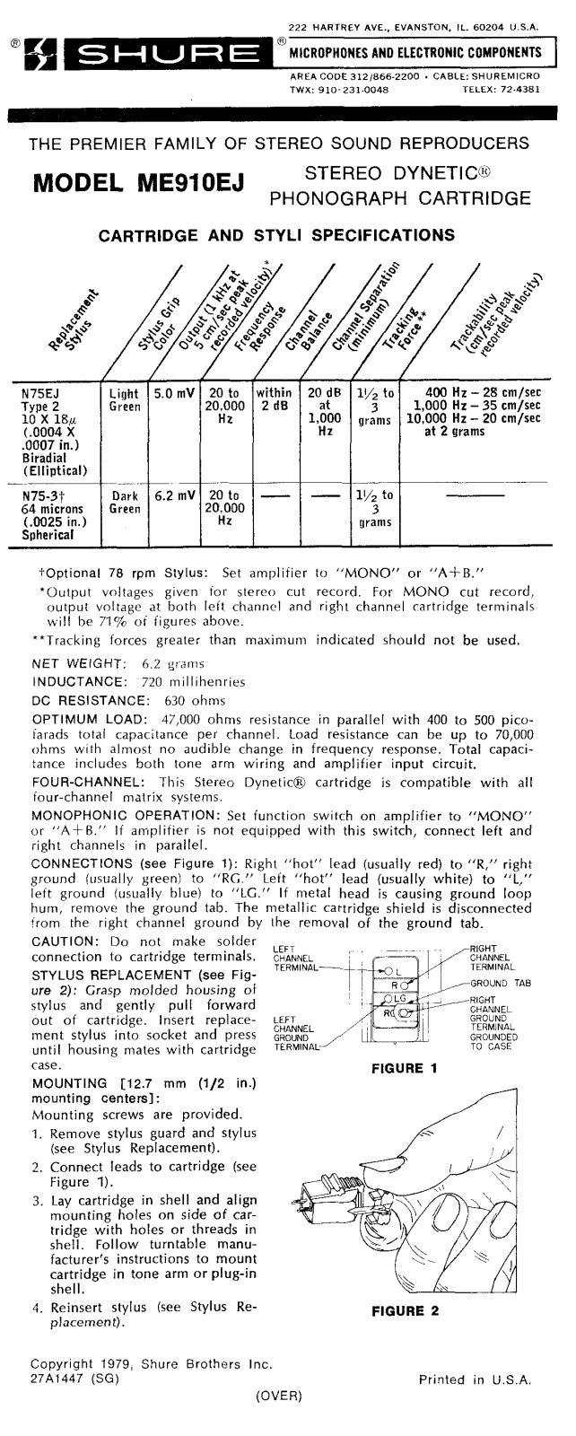 Shure ME910EJ User Guide - ManualMachine.com