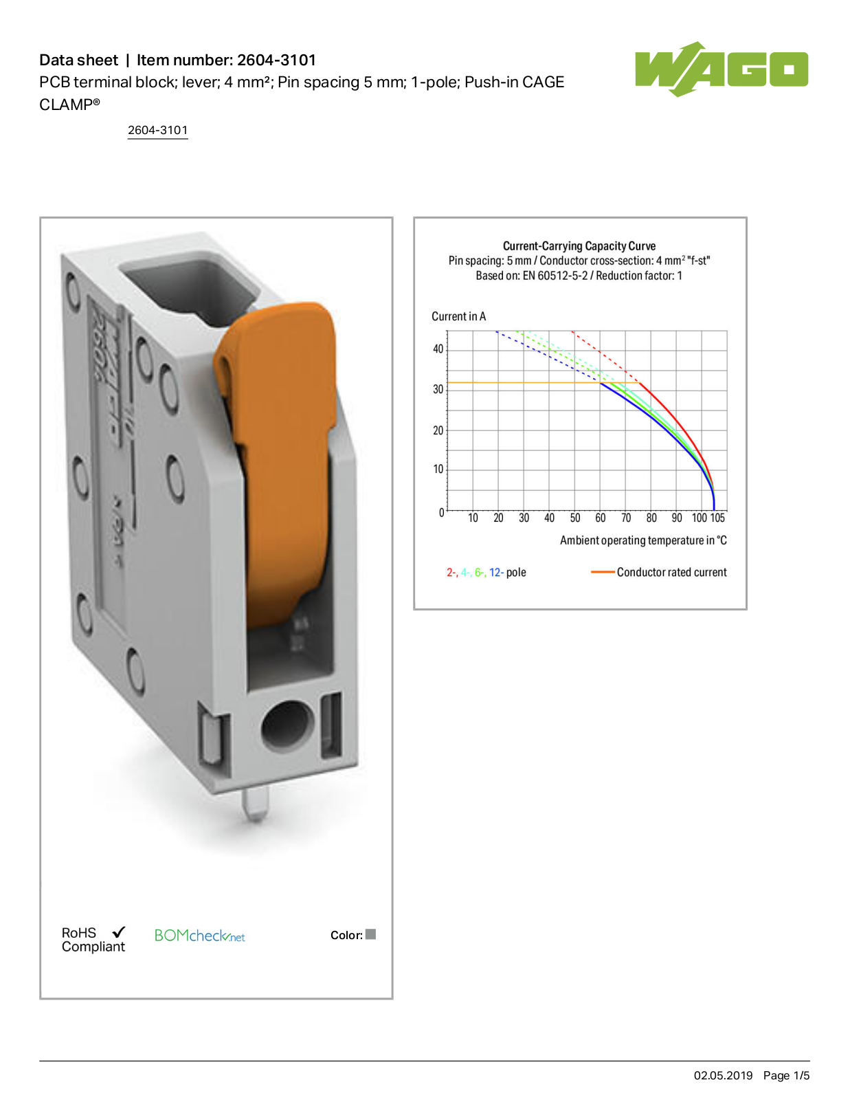 Wago 2604-3101 Data Sheet