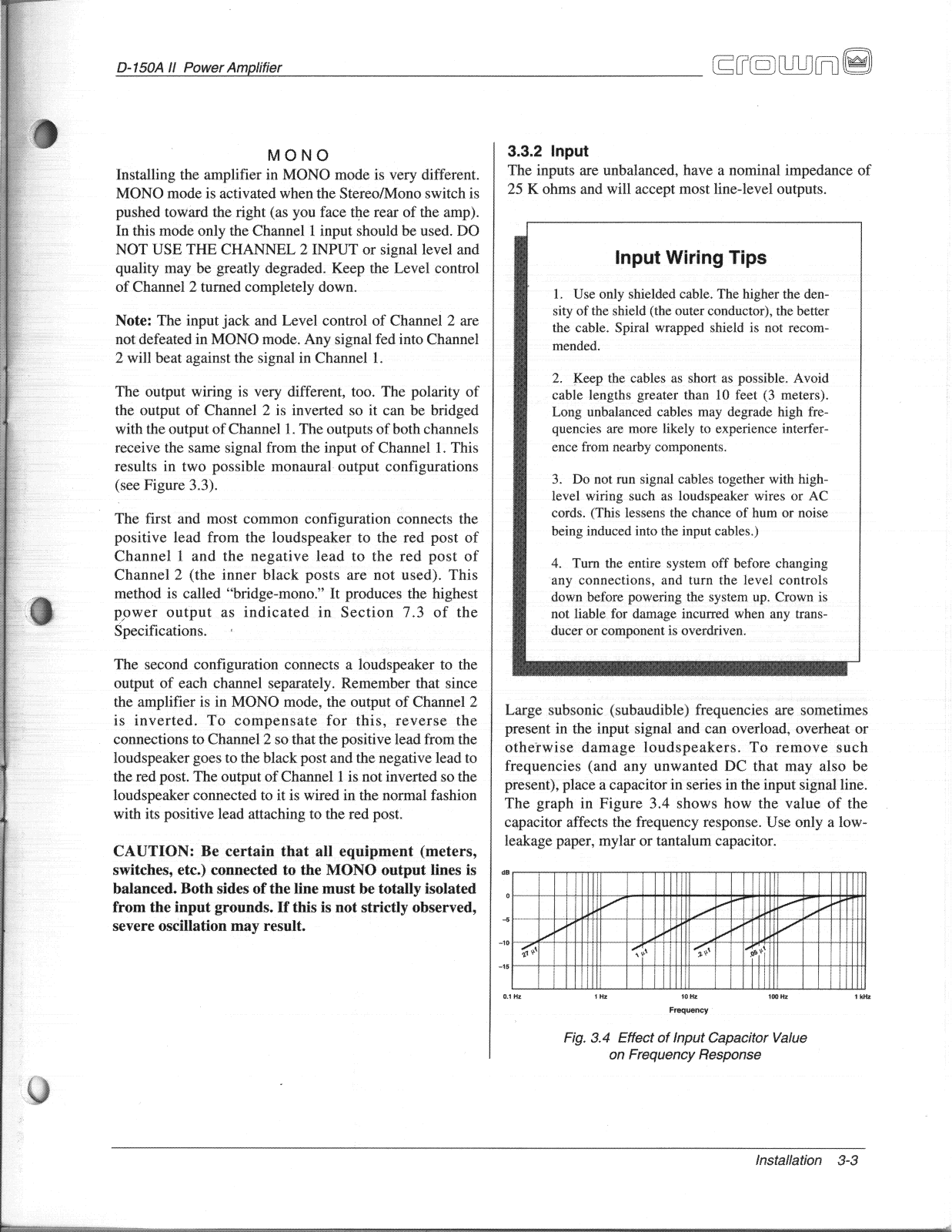 Crown D150ASII Ownersmanual