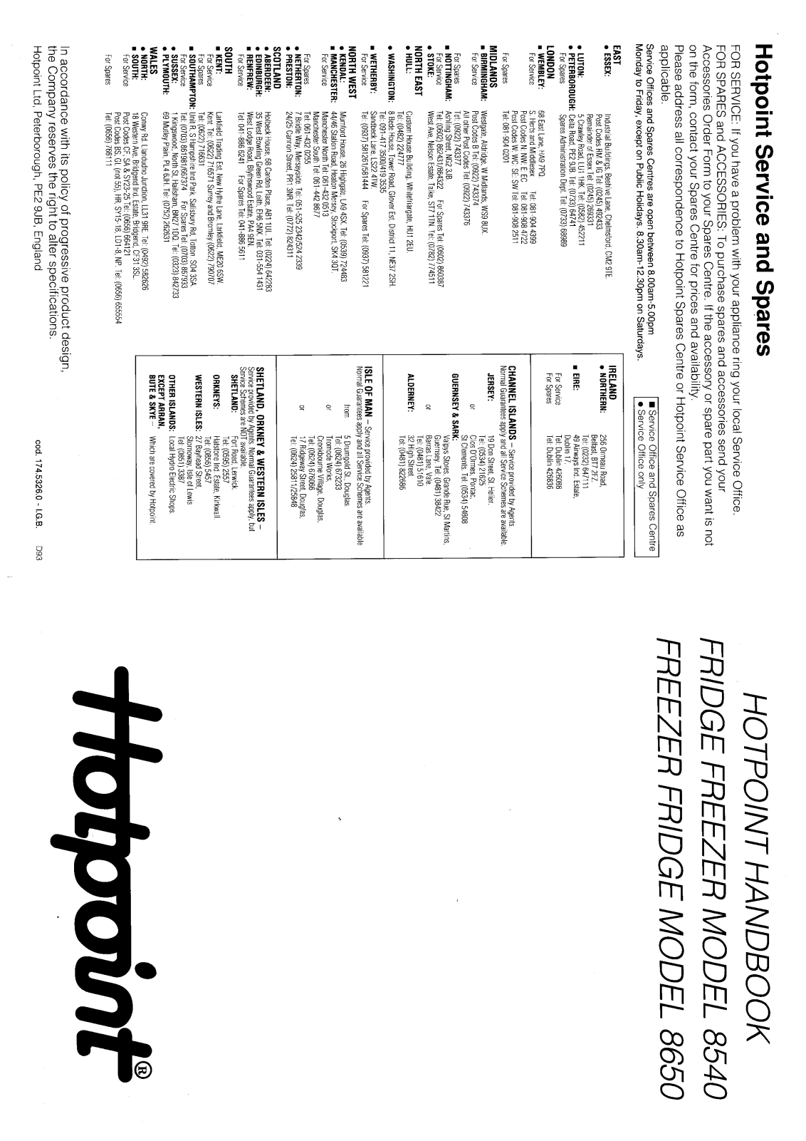 Hotpoint-Ariston HB8540 User Manual