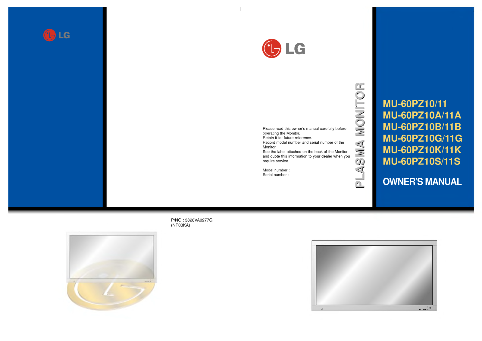 LG MU-60PZ10/11, MU-60PZ10A/11A, MU-60PZ10B/11B, MU-60PZ10G/11G, MU-60PZ10K/11K User Manual