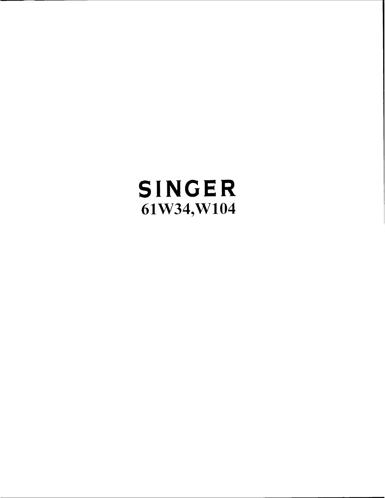 SINGER 61W34, 61W104 Parts List