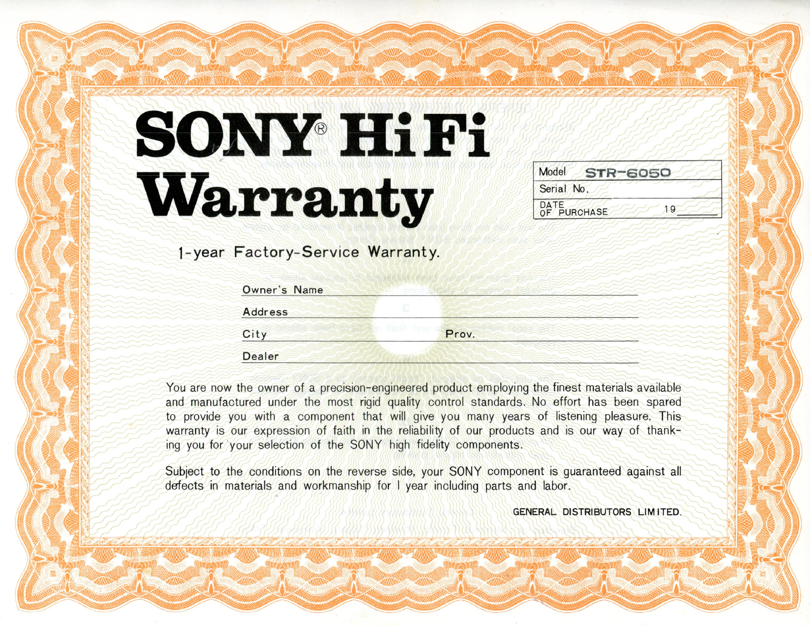 Sony STR-6050 Datasheet