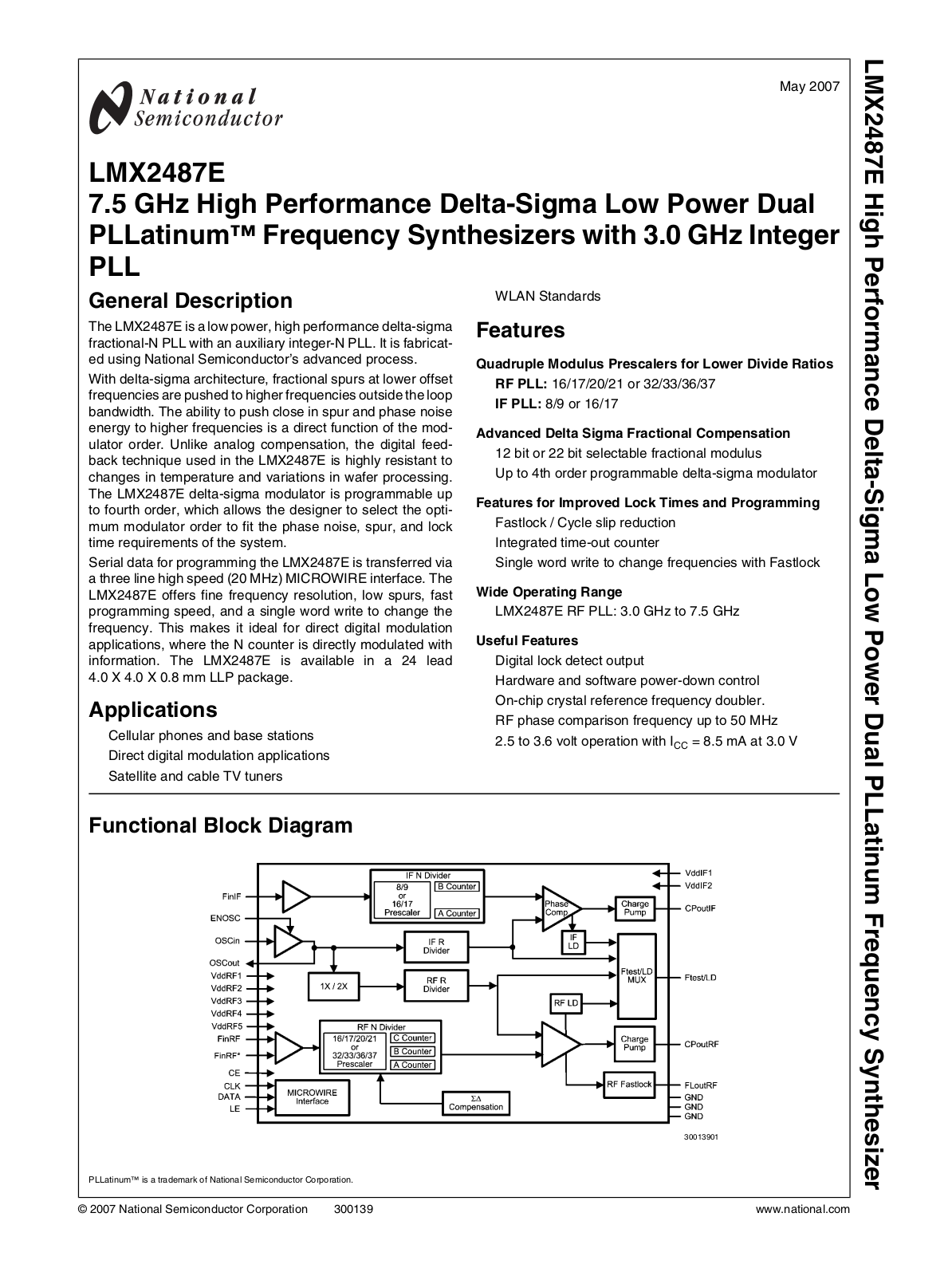 National Semiconductor LMX2487E Technical data