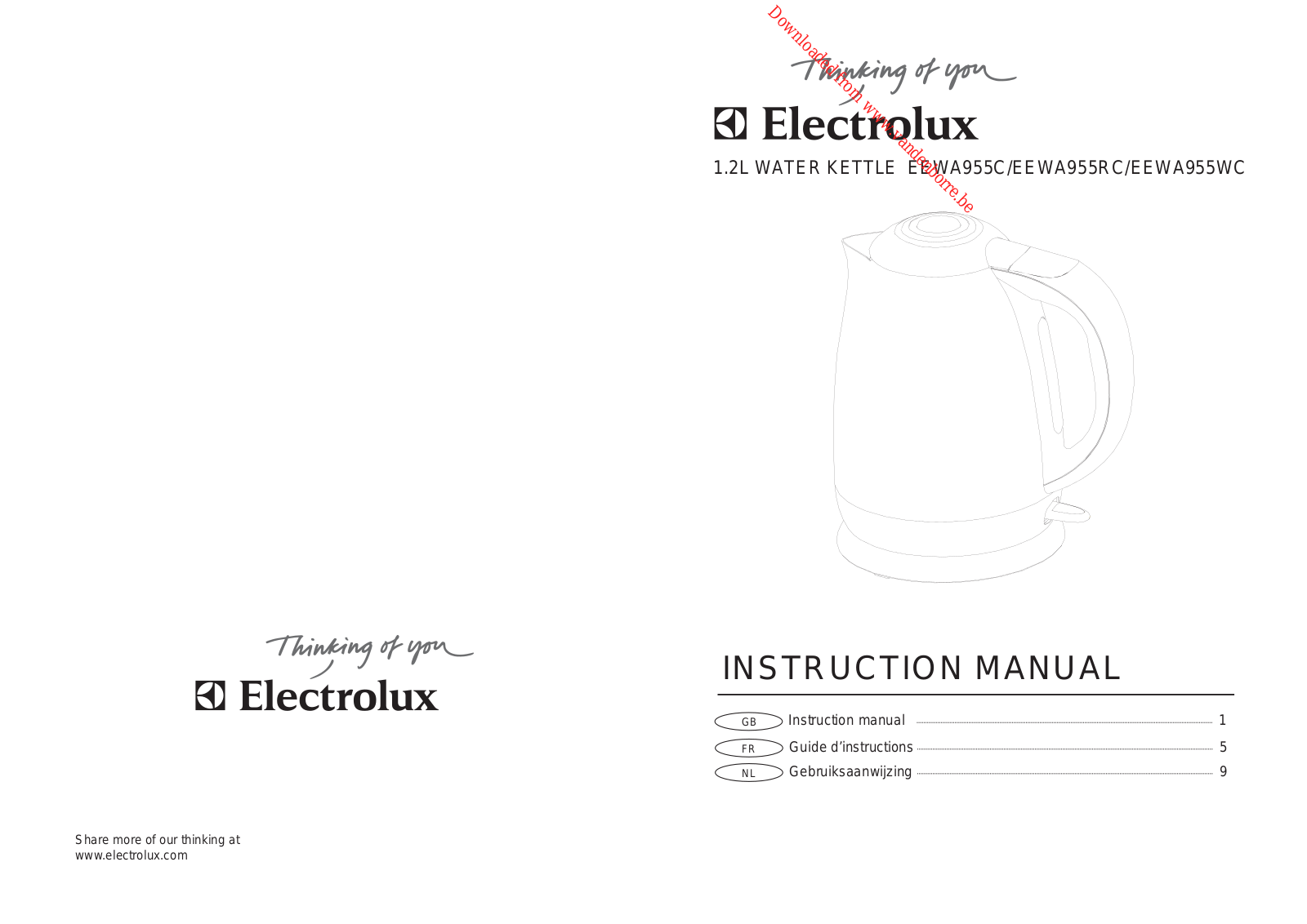 ELECTROLUX EEWA955C User Manual