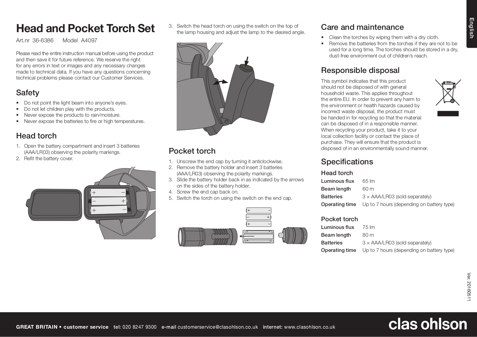 Clas Ohlson A4097 Instruction Manual