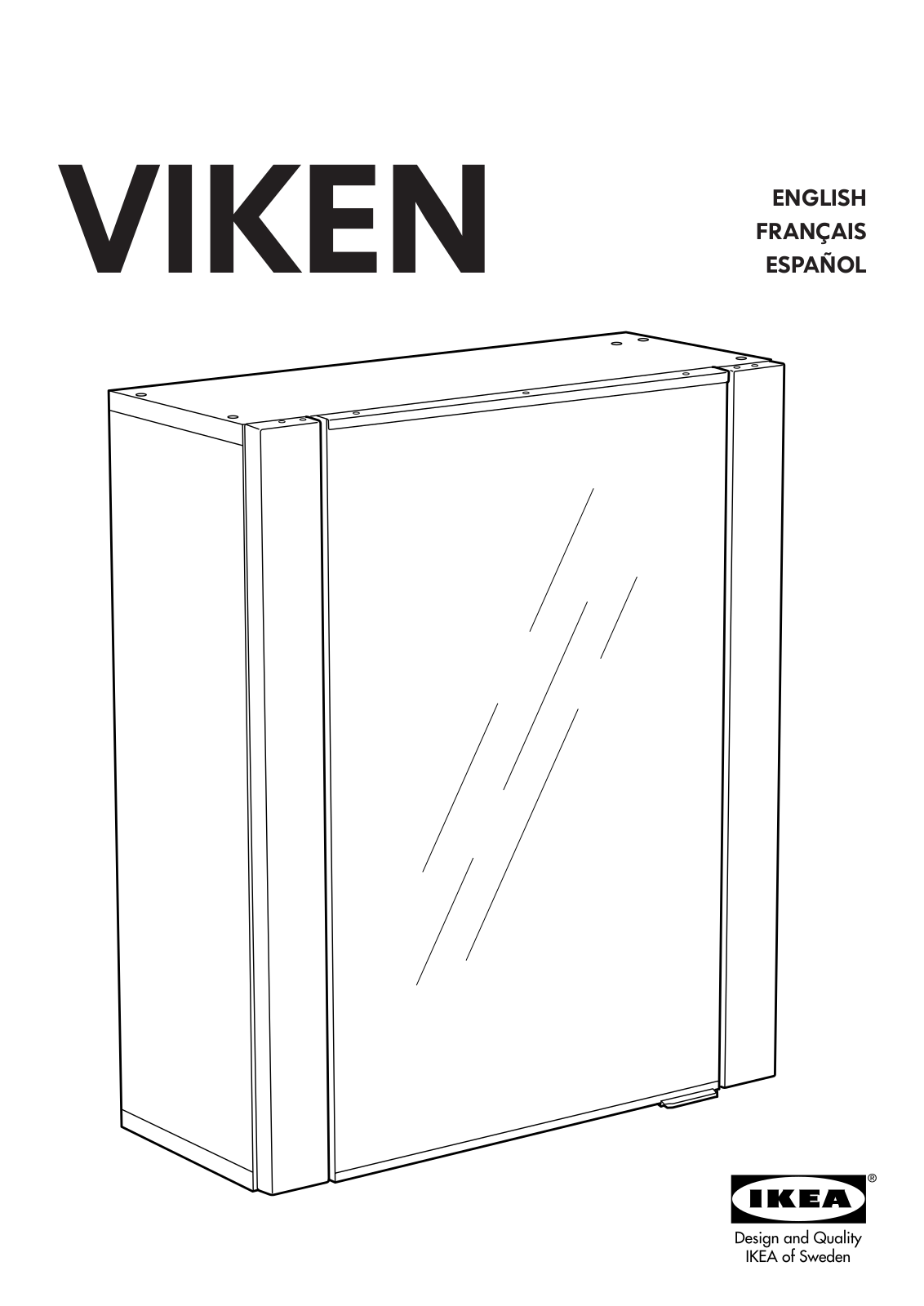 IKEA VIKEN MIRROR CABINET W 1DR+LT 21X9X23 Assembly Instruction