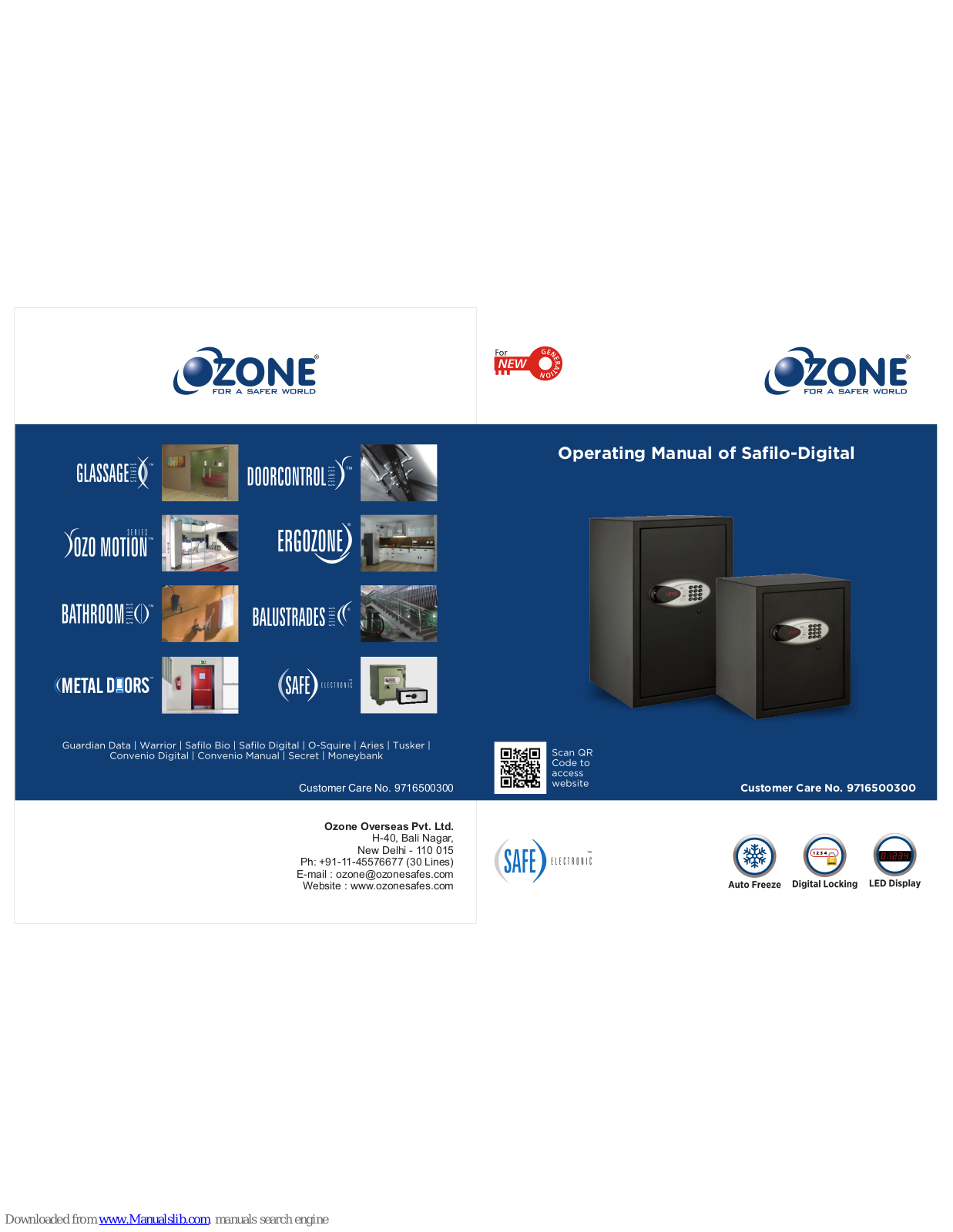 Ozone SAFILO-DIGITAL-1, SAFILO-DIGITAL-2 Operating Manual