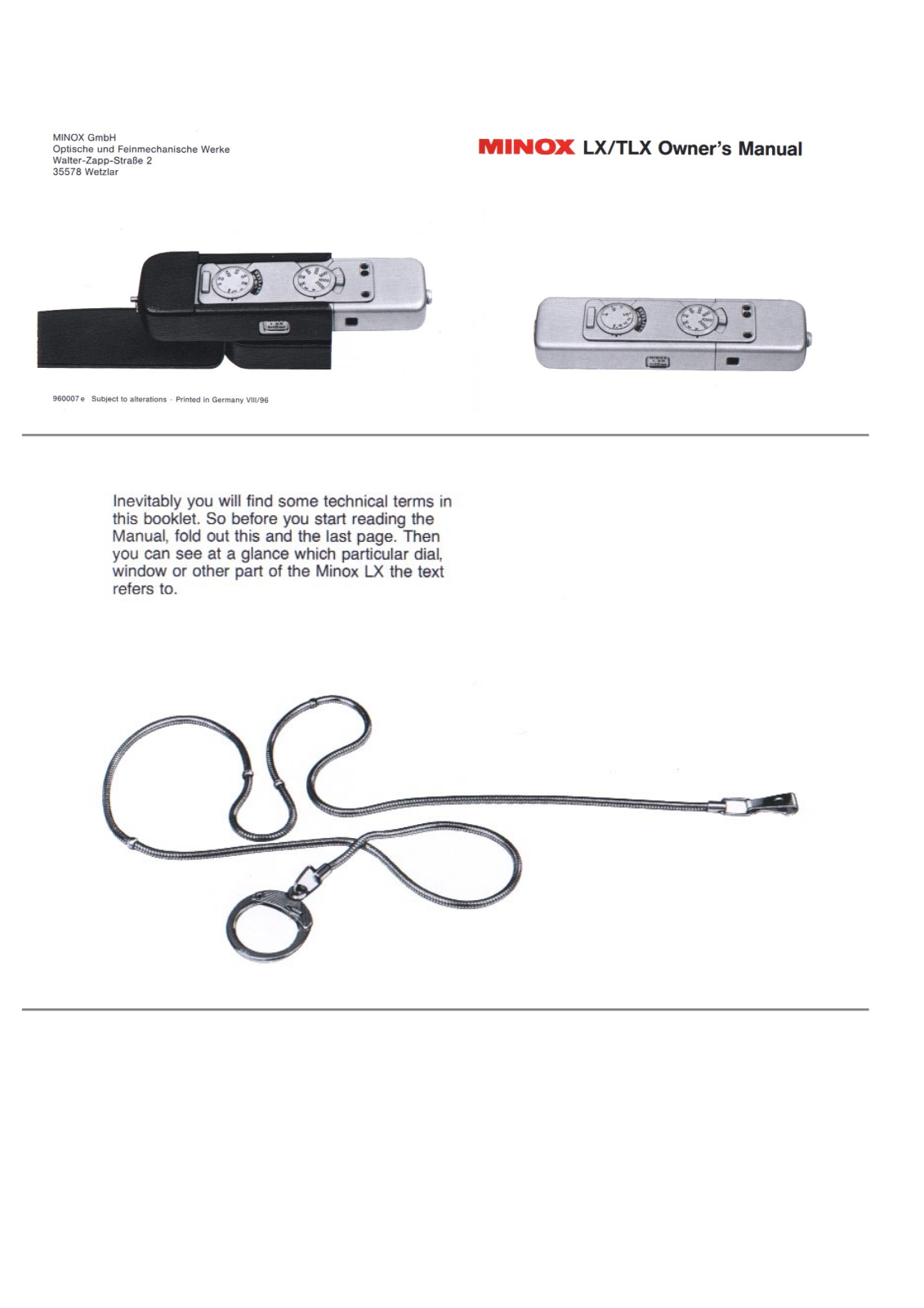 Minox TLX, LX Owner's Manual