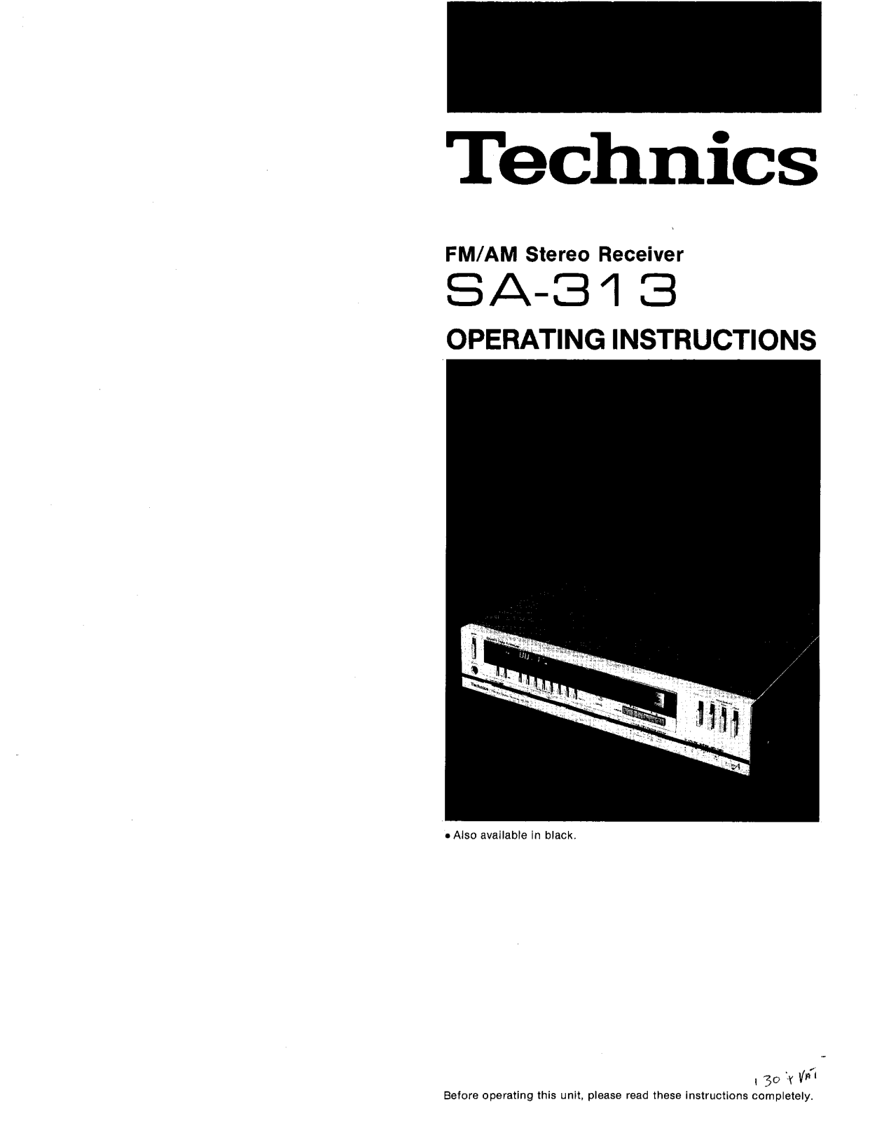 Panasonic SA-313 User Manual