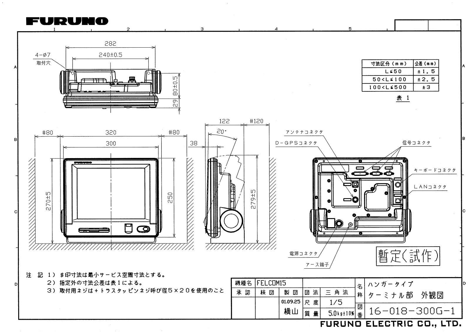 Furuno RC1815, RC1825 Dimensional Drawings