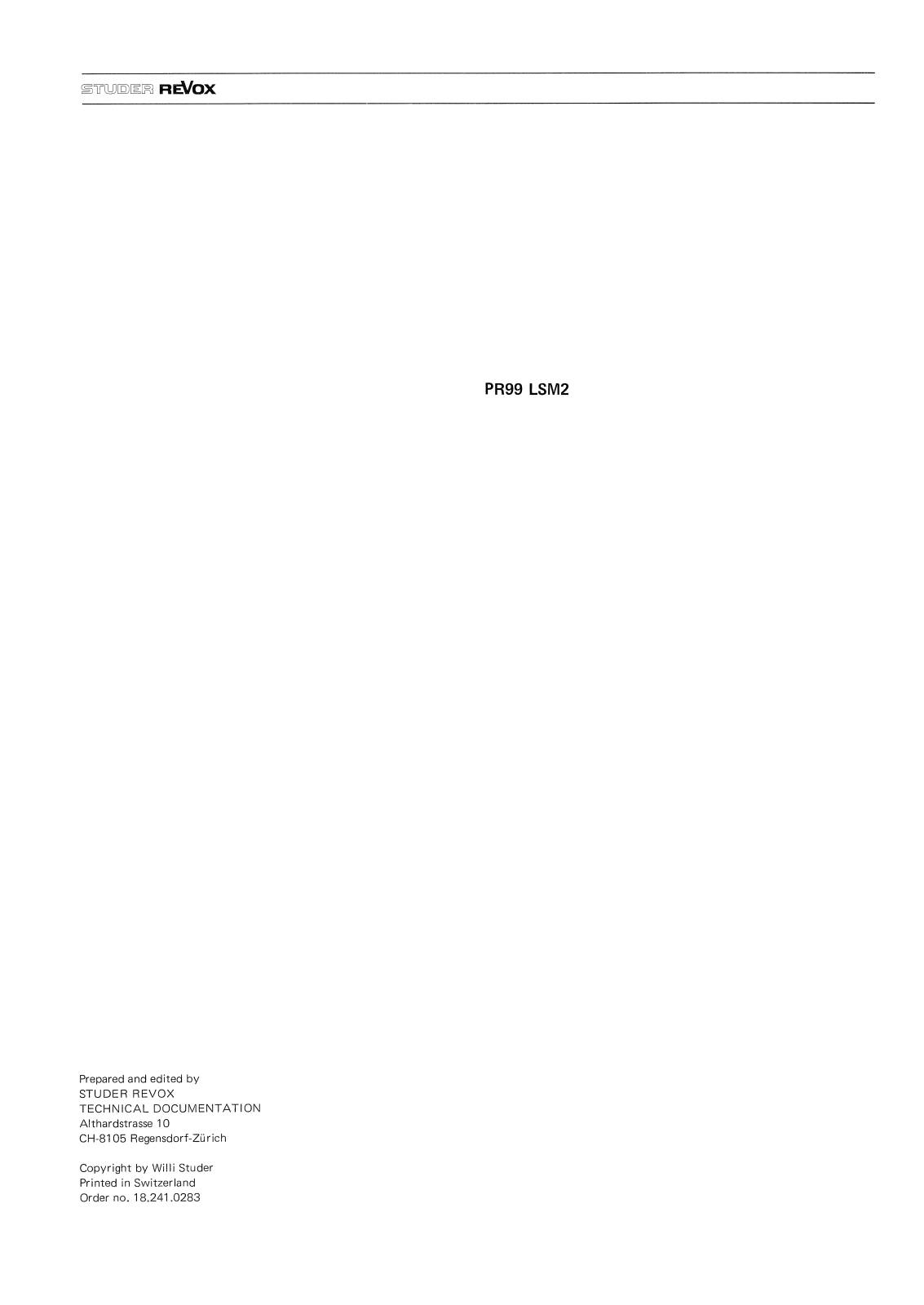 Revox PR-99-LSM-2 Schematic